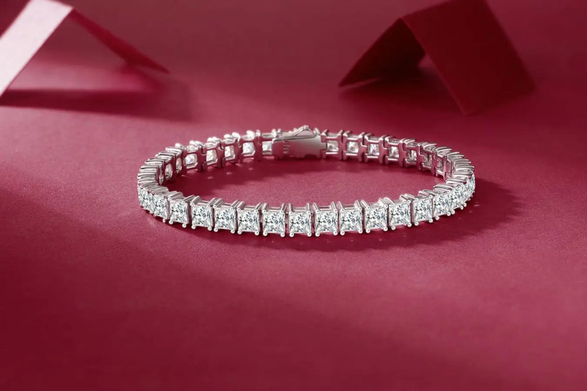 sterling silver jewelry - 925 White Gold Bracelet SLM0018B-White-16.5cm detail view