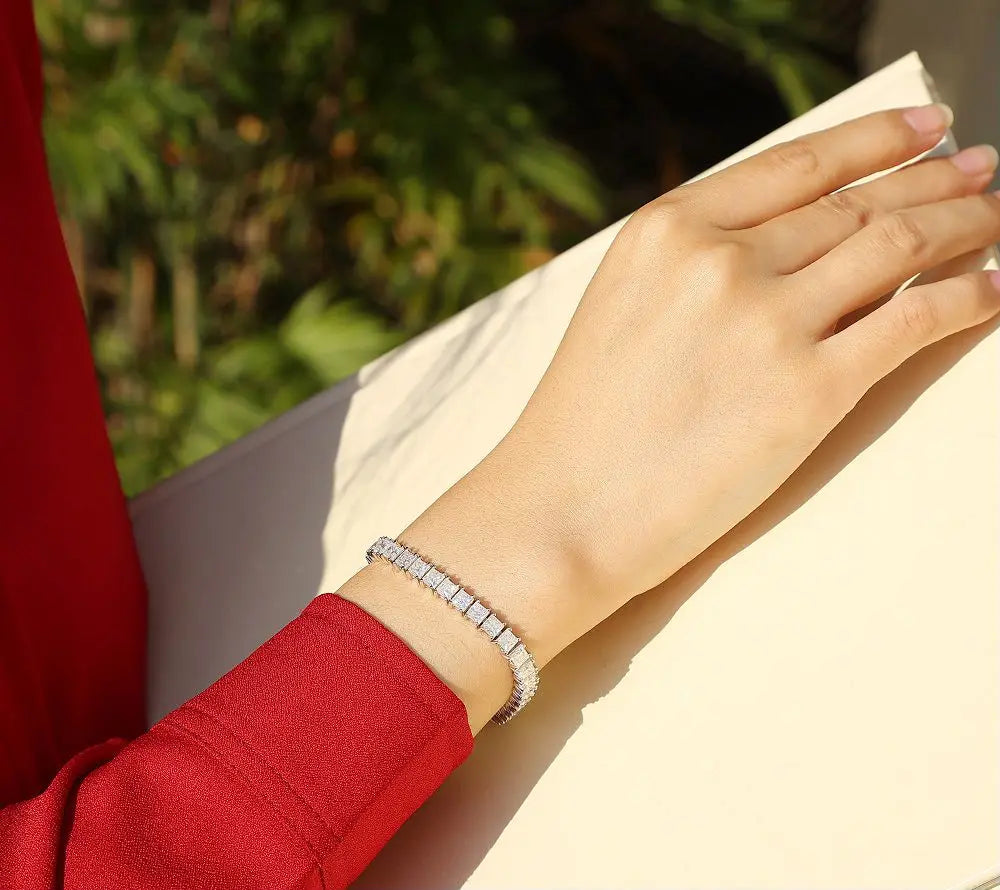 sterling silver jewelry - 925 White Gold Bracelet SLM0018B-White-16.5cm product view 05