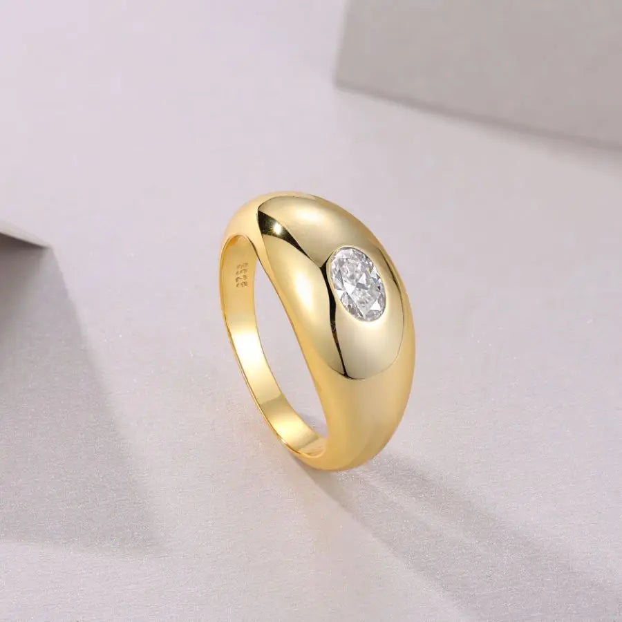 sterling silver jewelry - 4x6mm Gold Silver Ring SLM0046R-Golden-6 detail view