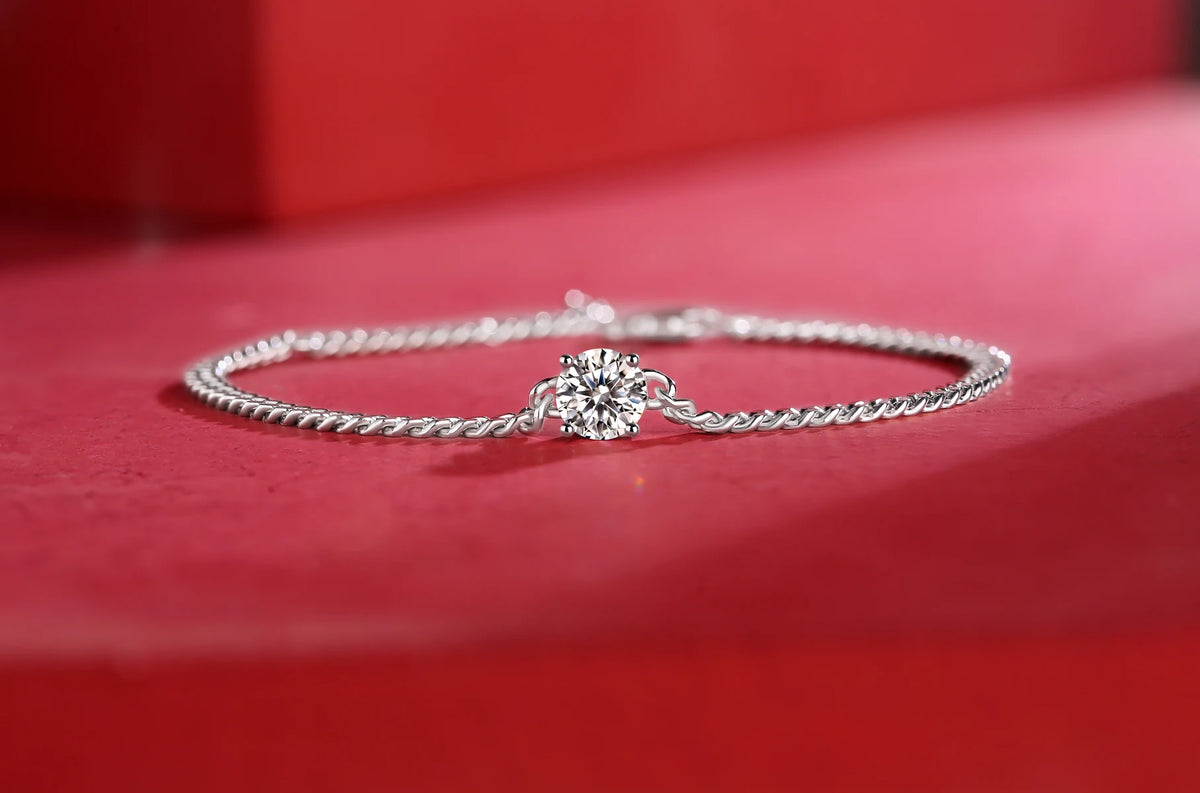 sterling silver jewelry - 925 Silver Bracelet SLM0051B-silver-19cm side view