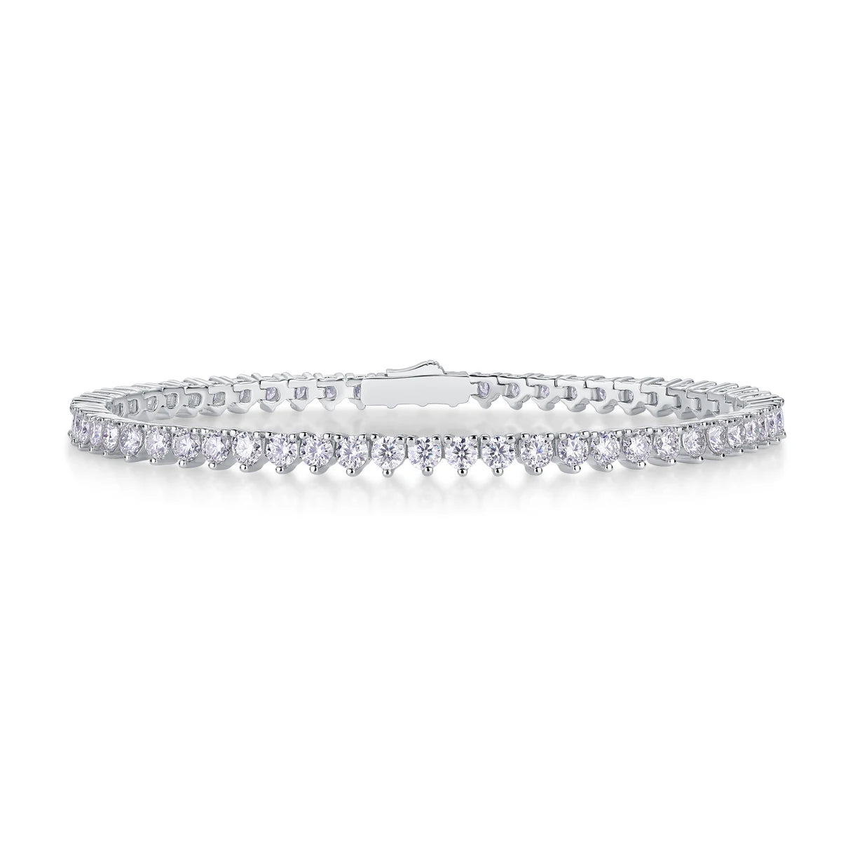 sterling silver jewelry - 925 Silver Bracelet SLM0042B-White-17cm/6.7in front view