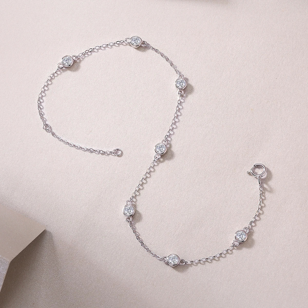 sterling silver jewelry - 925 Silver Bracelet SLM0045B-White-17cm/6.7in side view