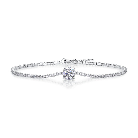 sterling silver jewelry - 925 Silver Gold Bracelet SLM0063B-silver-16.5cm front view