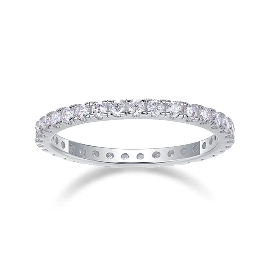 sterling silver jewelry - Silver Ring SLM0172R-White-6 front view