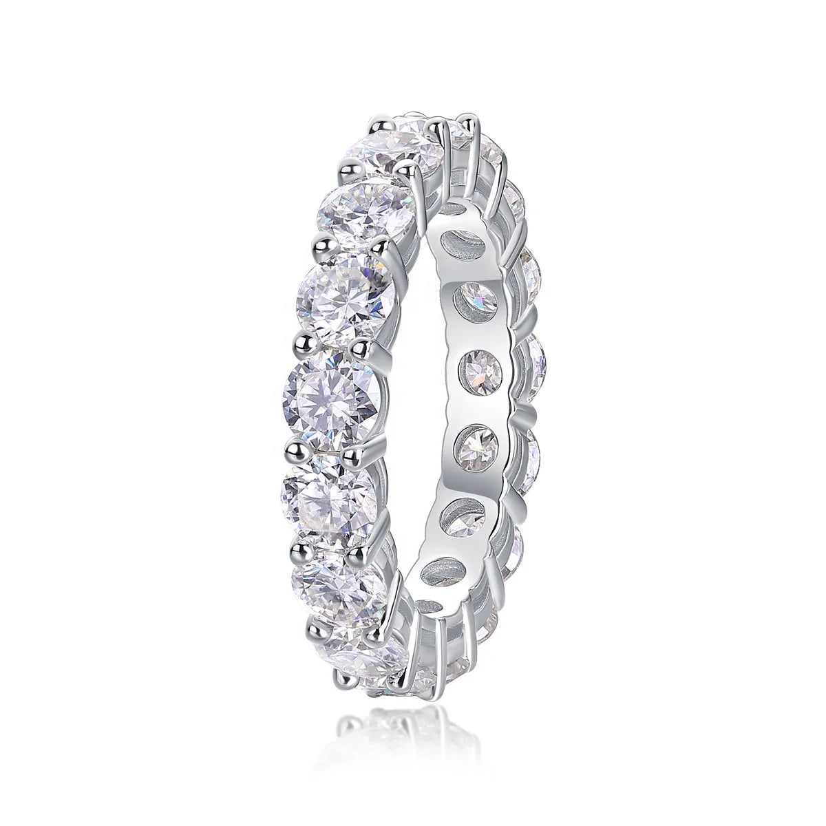 sterling silver jewelry - Silver Ring SLM0190R-White-6 front view