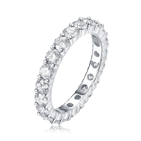 sterling silver jewelry - Silver Ring SLM0188R-White-6 front view