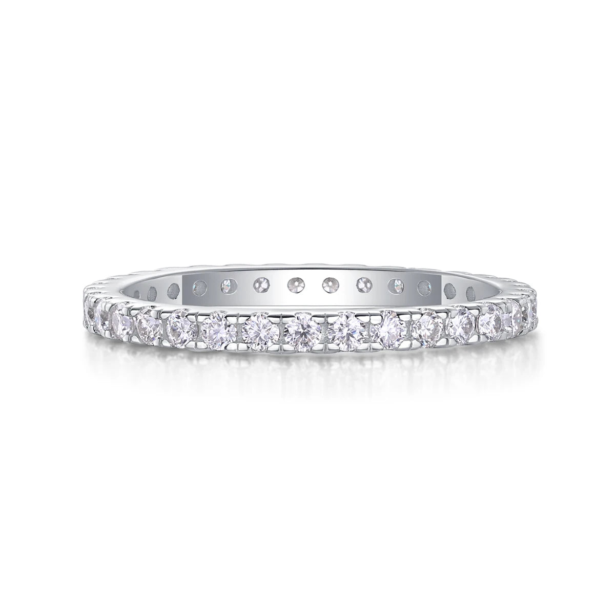 sterling silver jewelry - Silver Ring SLM0172R-White-6 open view