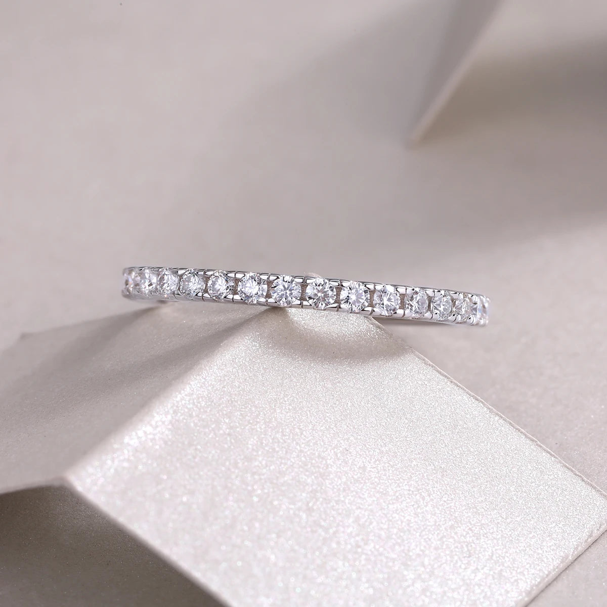 sterling silver jewelry - Silver Ring SLM0172R-White-6 product view 06