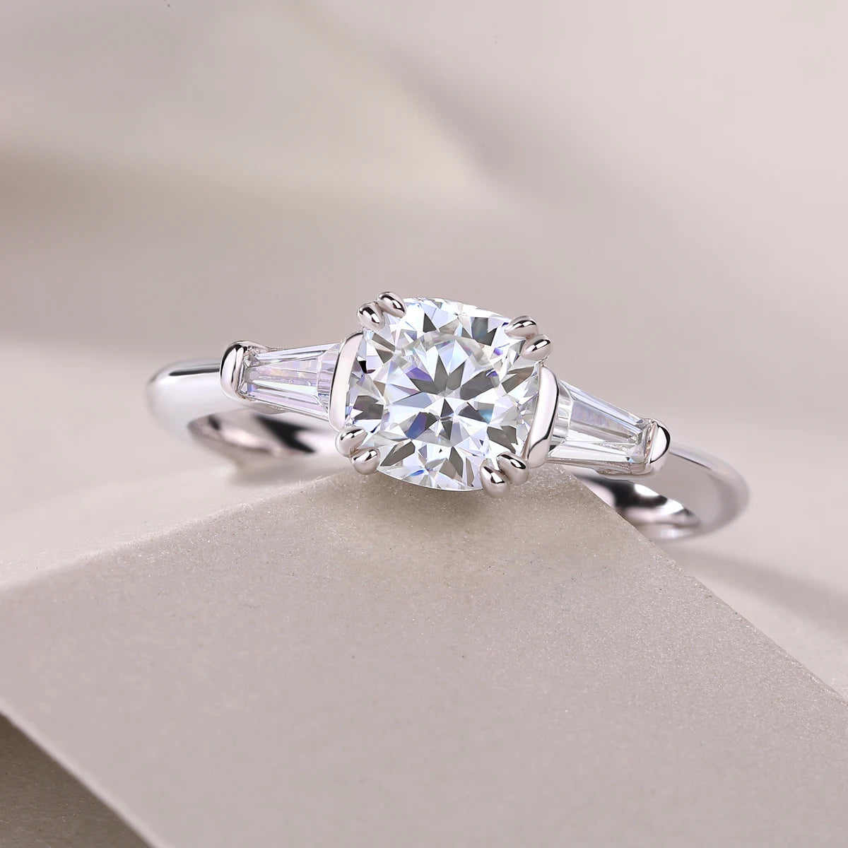 sterling silver jewelry - Silver Ring SLM0187R-White-6 detail view