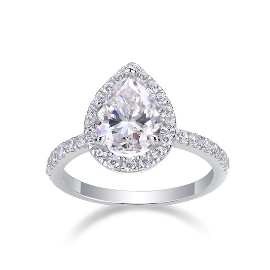 sterling silver jewelry - 10 Silver Ring SLM0175R-White-6 front view