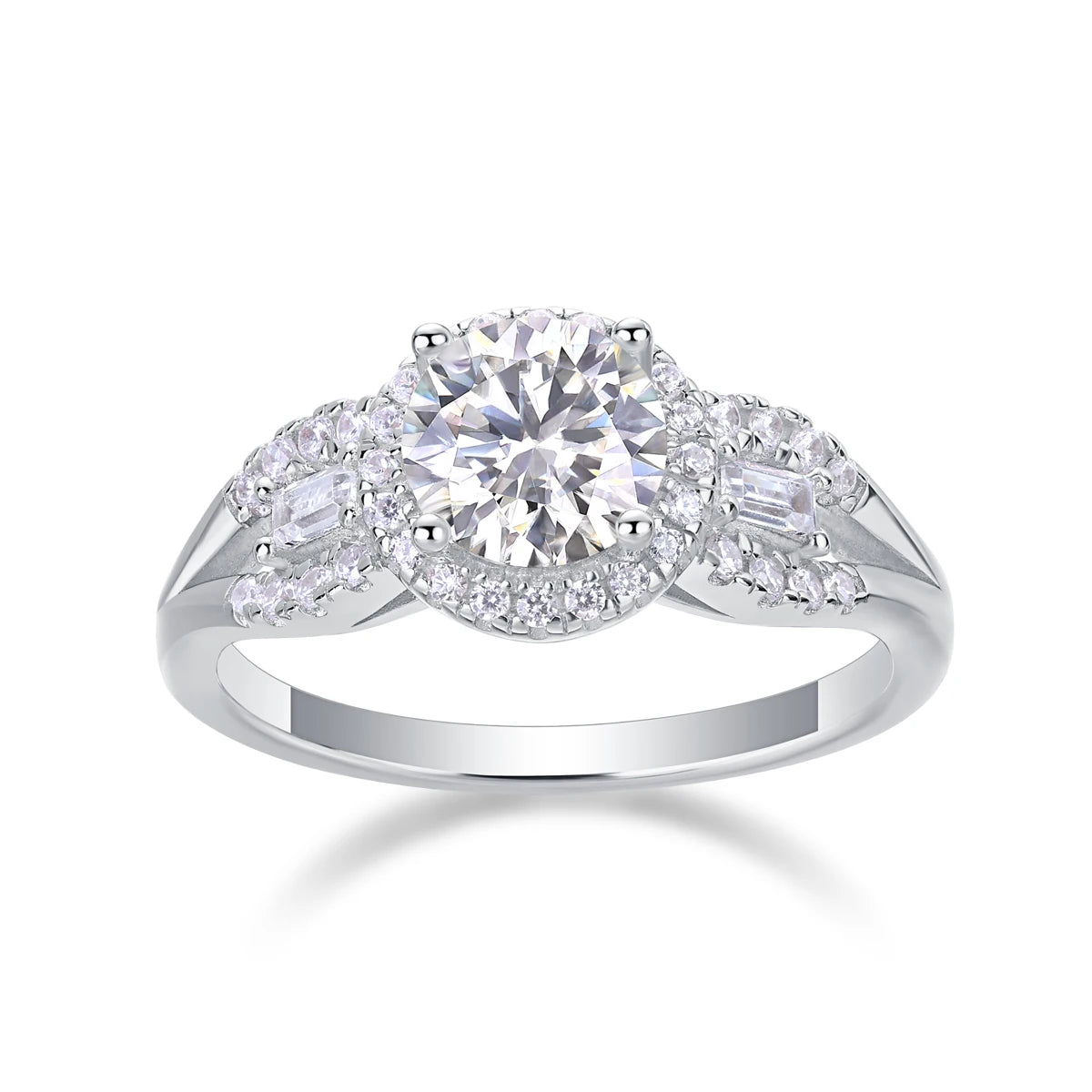 sterling silver jewelry - 11 Silver Ring SLM0174R-White-6 front view