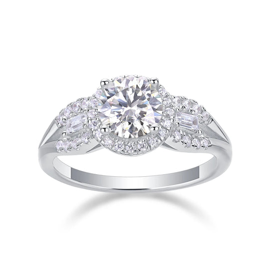 sterling silver jewelry - 11 Silver Ring SLM0174R-White-6 front view