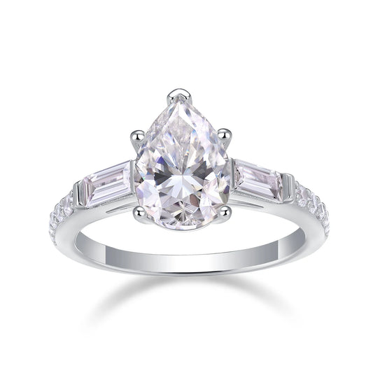 sterling silver jewelry - 13 Silver Ring SLM0171R-White-6 front view