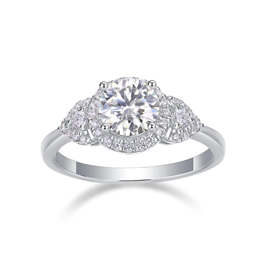 sterling silver jewelry - 14 Silver Ring SLM0170R-White-6 front view