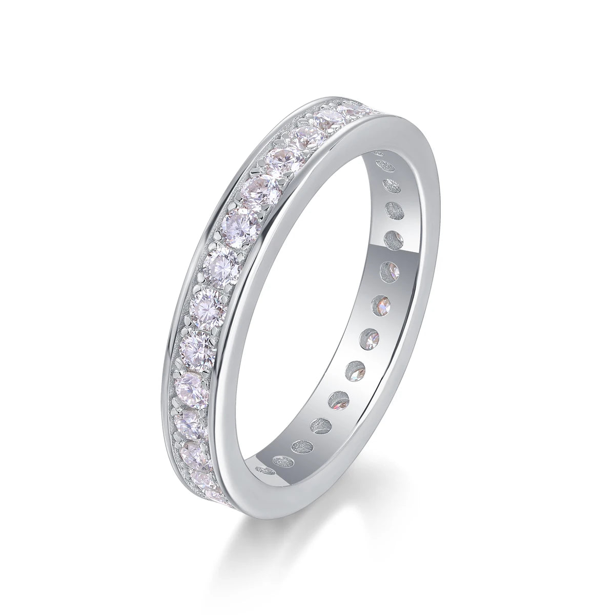 sterling silver jewelry - 15 Silver Ring SLM0169R-White-6 front view