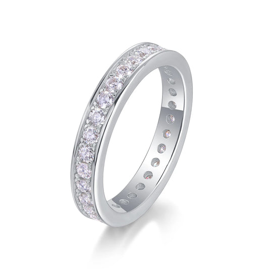 sterling silver jewelry - 15 Silver Ring SLM0169R-White-6 front view
