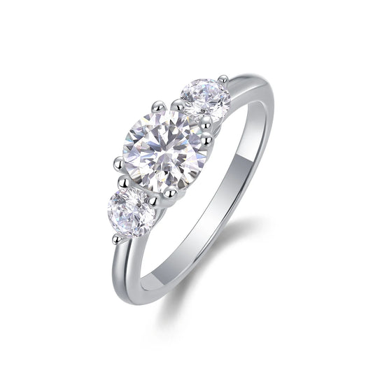 sterling silver jewelry - 21 Silver Ring SLM0163R-White-6 front view