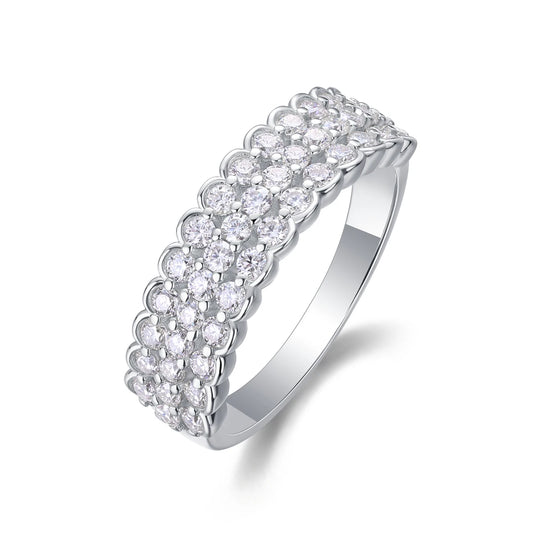 sterling silver jewelry - 28 Silver Ring SLM0156R-White-6 front view