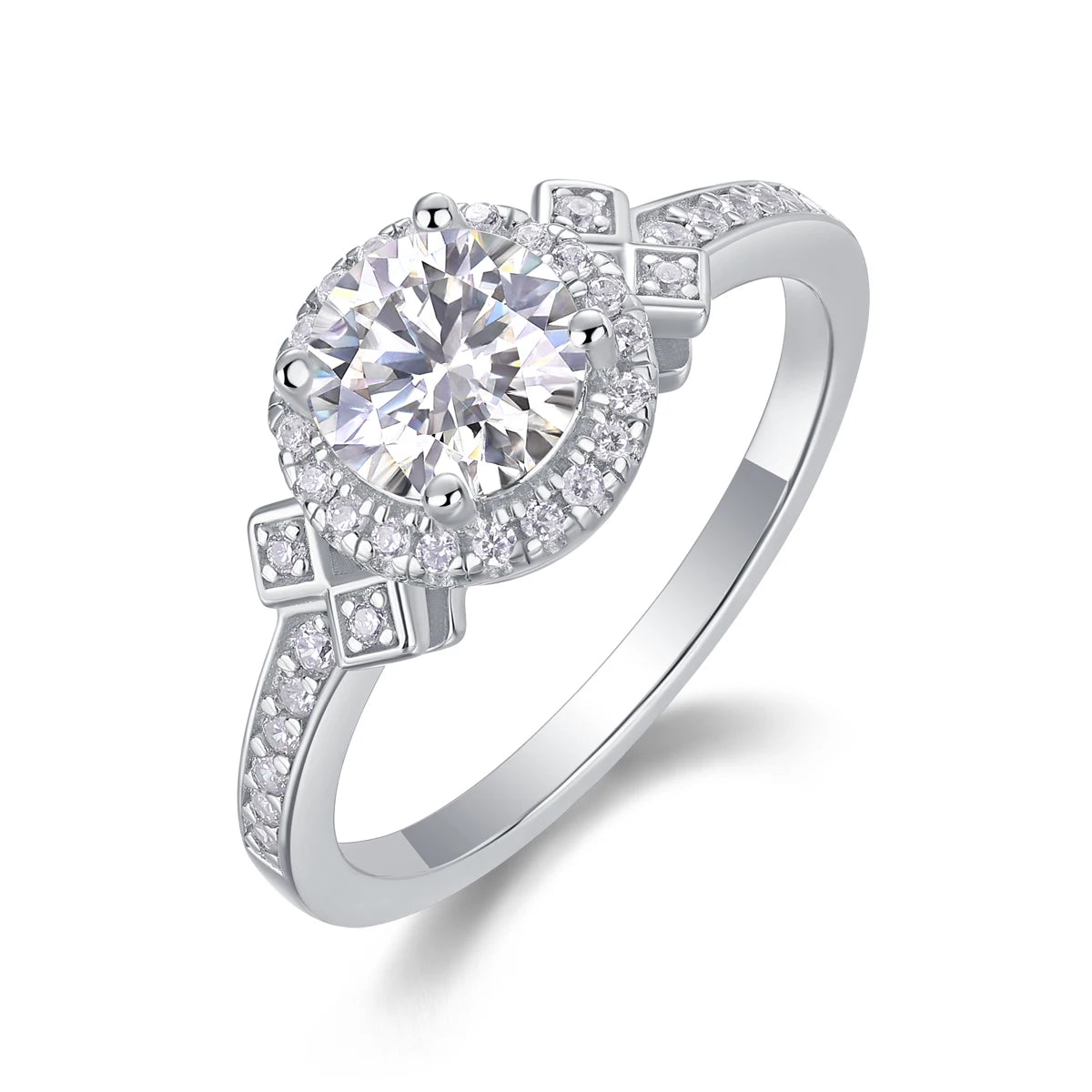 sterling silver jewelry - 35 Silver Ring SLM0149R-White-6 front view