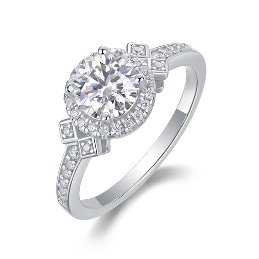 sterling silver jewelry - 35 Silver Ring SLM0149R-White-6 front view