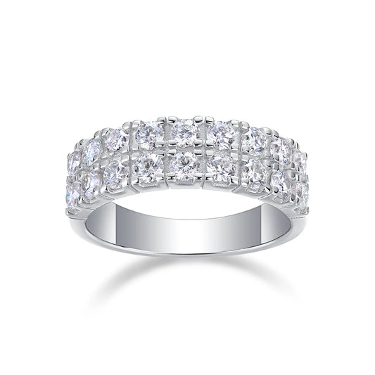 sterling silver jewelry - Silver Ring SLM0178R-White-6 front view