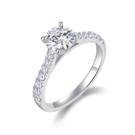 sterling silver jewelry - Silver Ring SLM0177R-White-6 front view