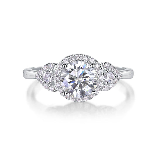 sterling silver jewelry - 14 Silver Ring SLM0170R-White-6 open view