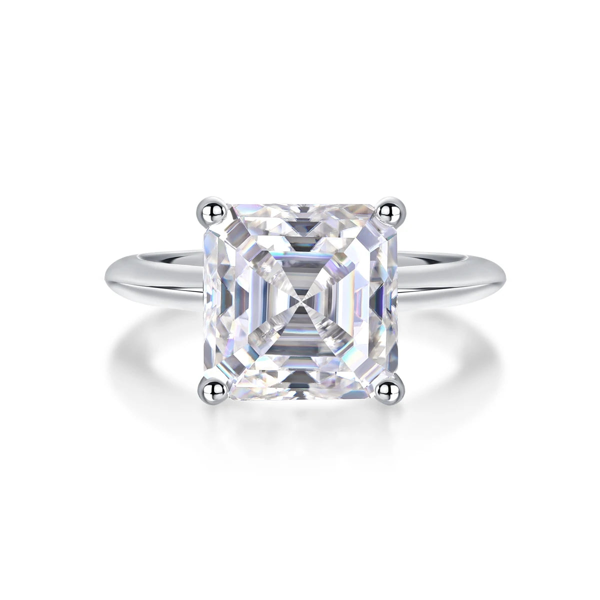 sterling silver jewelry - 17 Silver Ring SLM0167R-White-6 open view