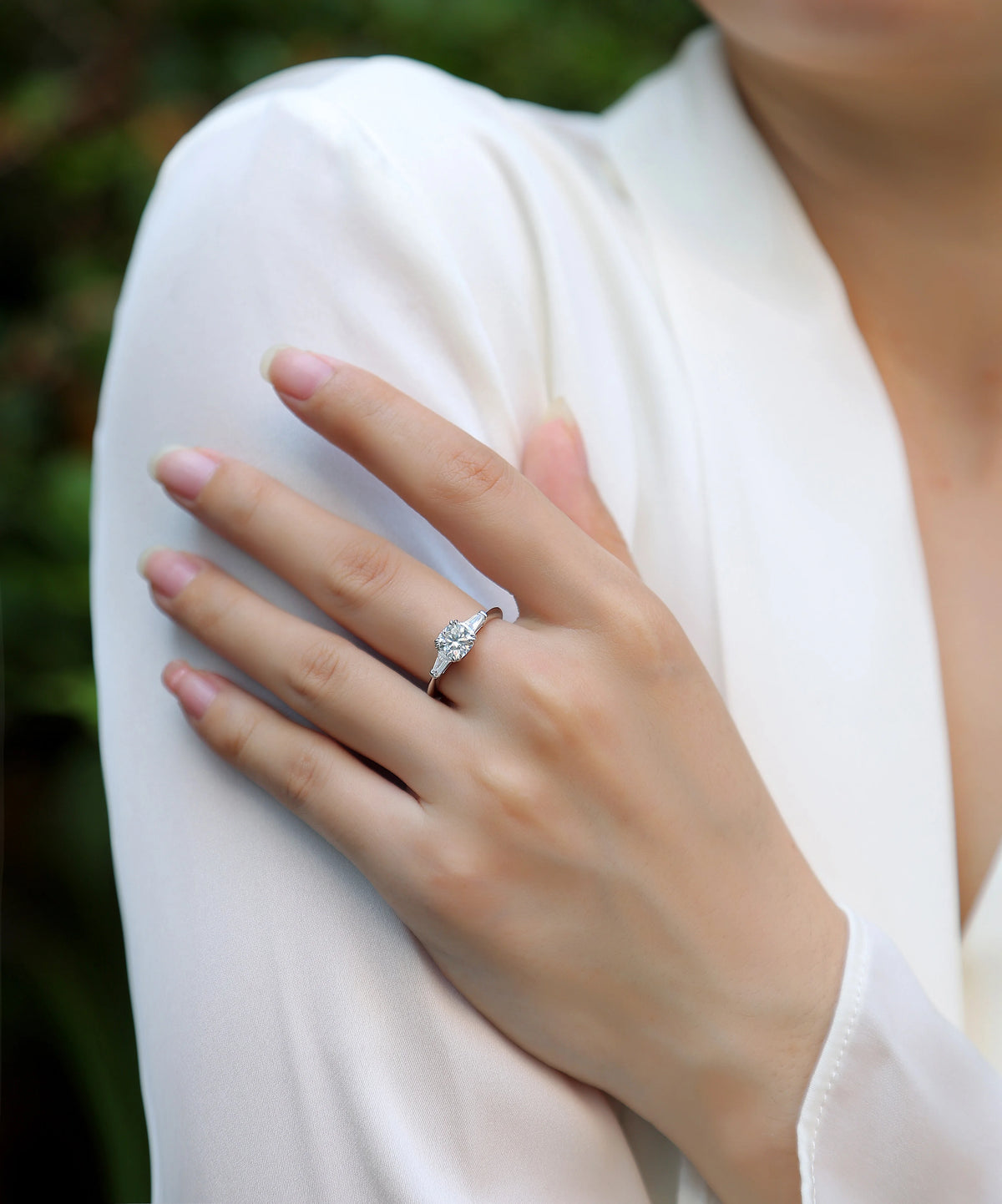 sterling silver jewelry - Silver Ring SLM0187R-White-6 product view 06