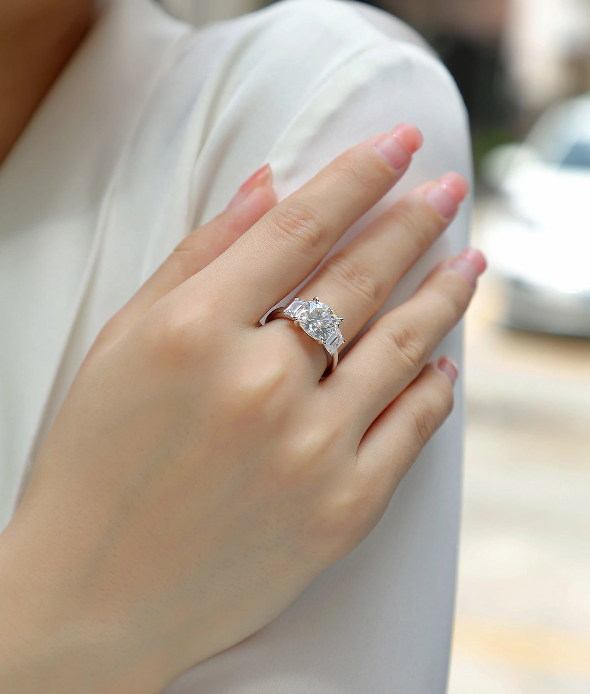 sterling silver jewelry - Silver Ring SLM0183R-White-6 product view 06