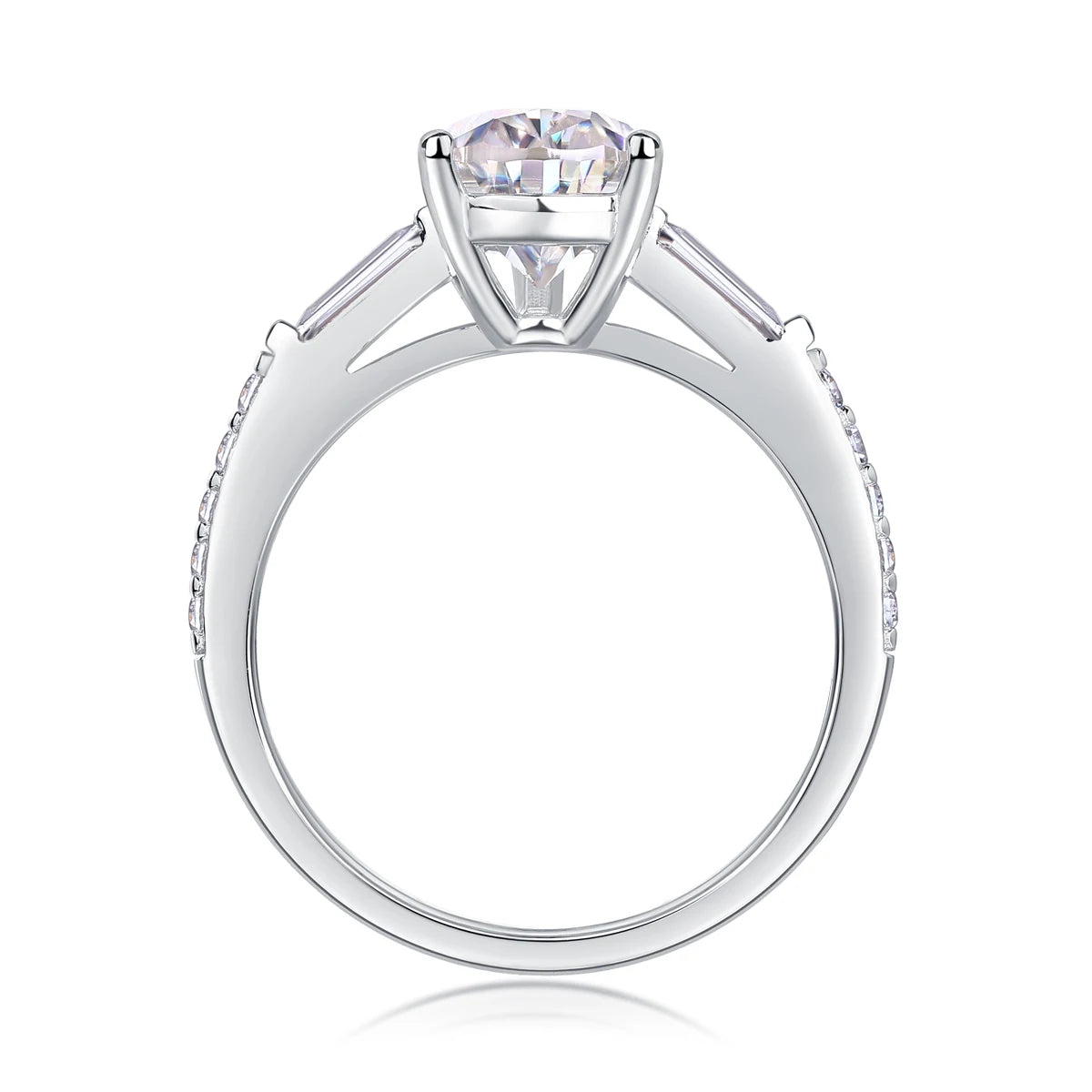 sterling silver jewelry - 13 Silver Ring SLM0171R-White-6 side view