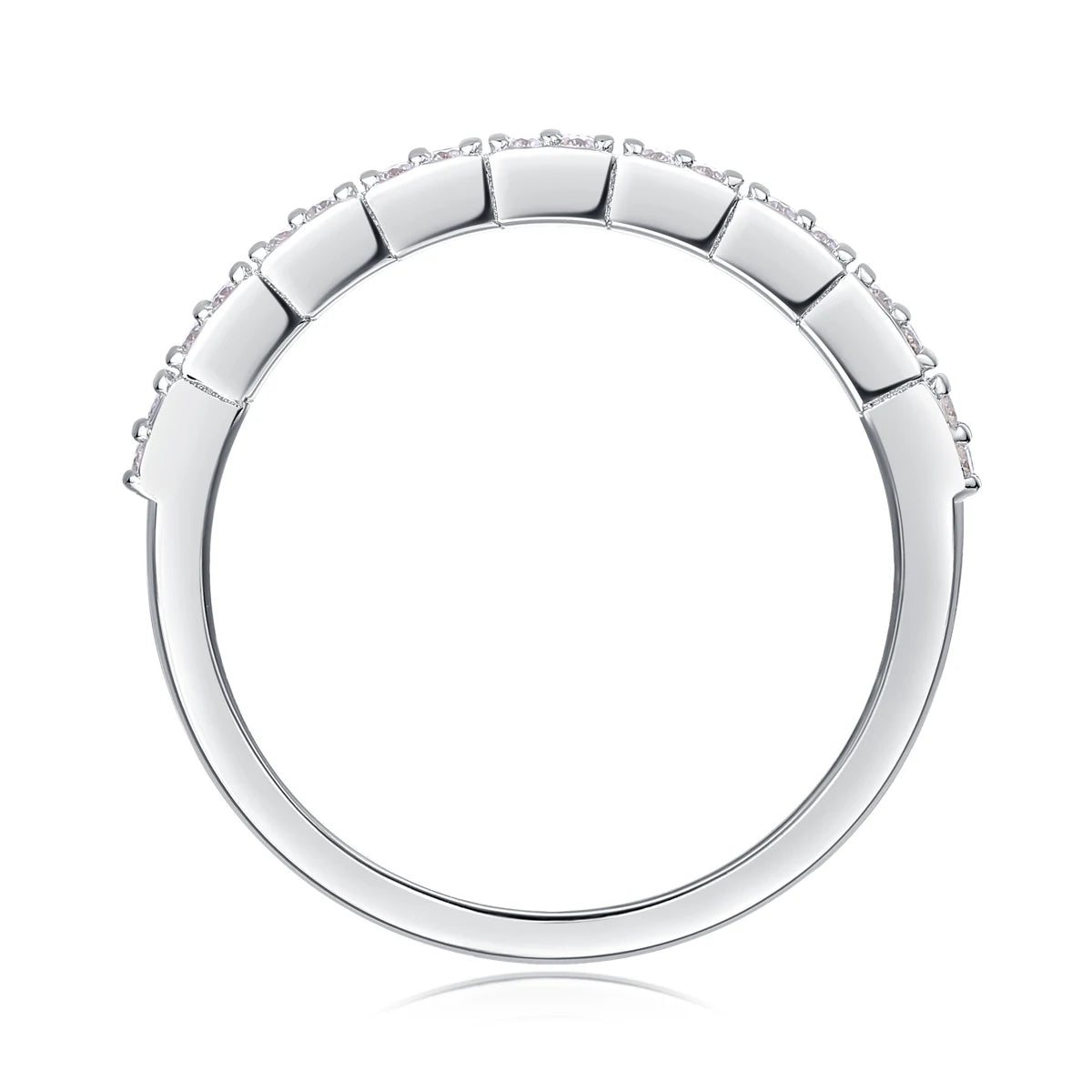 sterling silver jewelry - 24 Silver Ring SLM0160R-White-6 side view