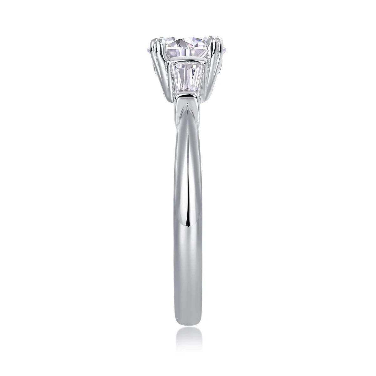 sterling silver jewelry - Silver Ring SLM0187R-White-6 side view