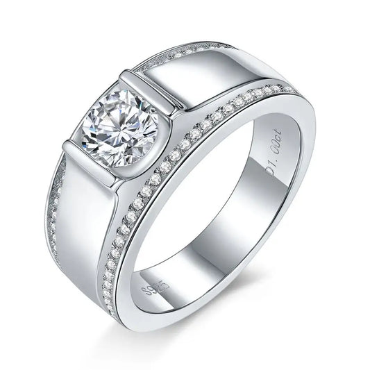 sterling silver jewelry - 925 Silver Ring SLM0062R-1CT-6 front view