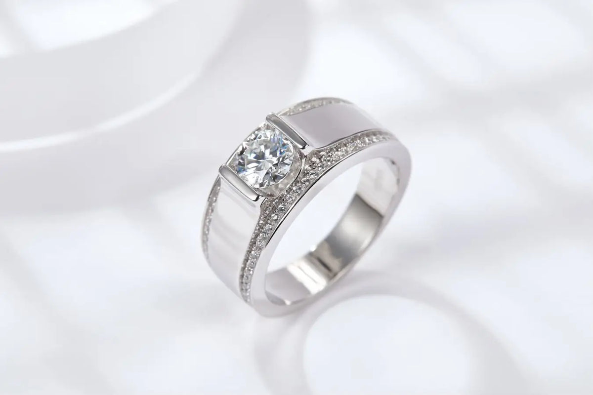 sterling silver jewelry - 925 Silver Ring SLM0062R-1CT-6 side view