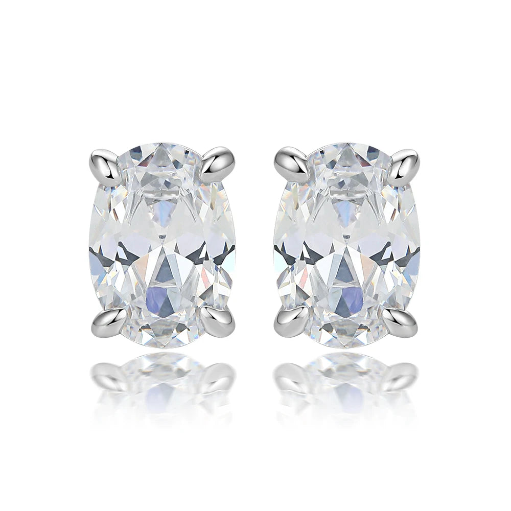 sterling silver jewelry - 925 Clear White Earrings SLM0005E-catalogue front view