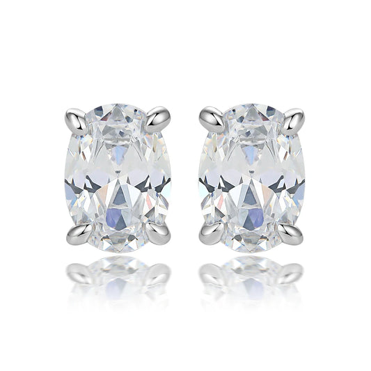 sterling silver jewelry - 925 Clear White Earrings SLM0005E-catalogue front view
