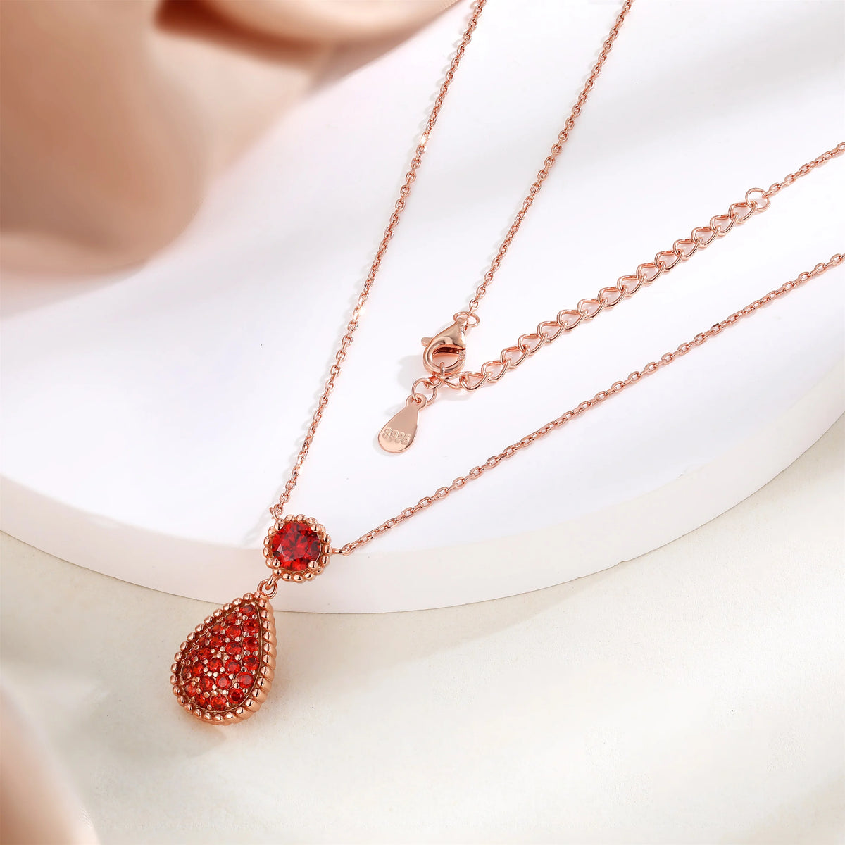 sterling silver jewelry - 925 Rose Gold Necklace Pendant SLZ0020N-luxury pendant side view
