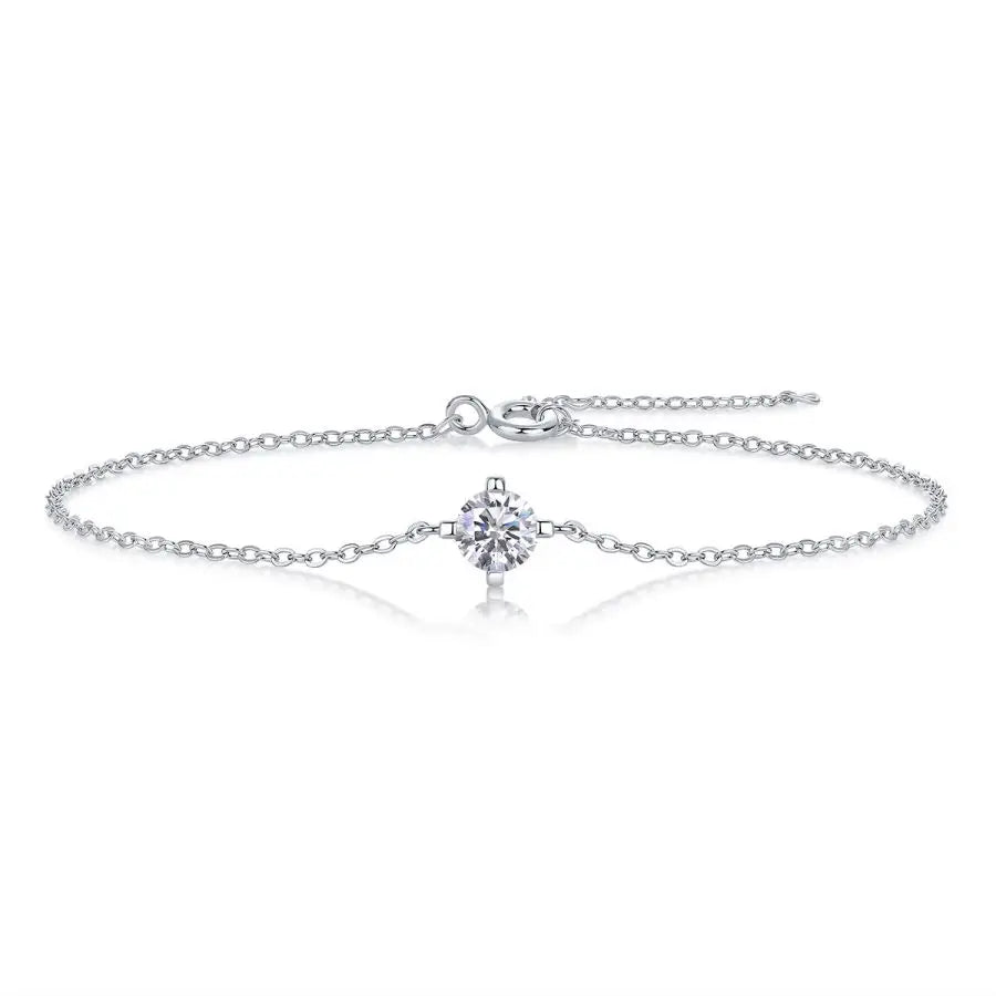 sterling silver jewelry - 100 Silver Bracelet SLM0016B-White-21cm front view