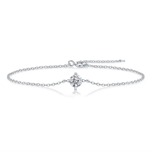 sterling silver jewelry - 100 Silver Bracelet SLM0016B-White-21cm front view