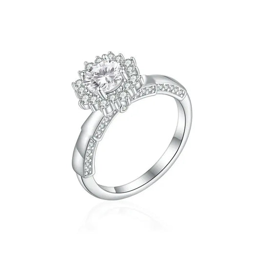 sterling silver jewelry - 925 Silver Ring SLZ0036R-flower ring-6 front view