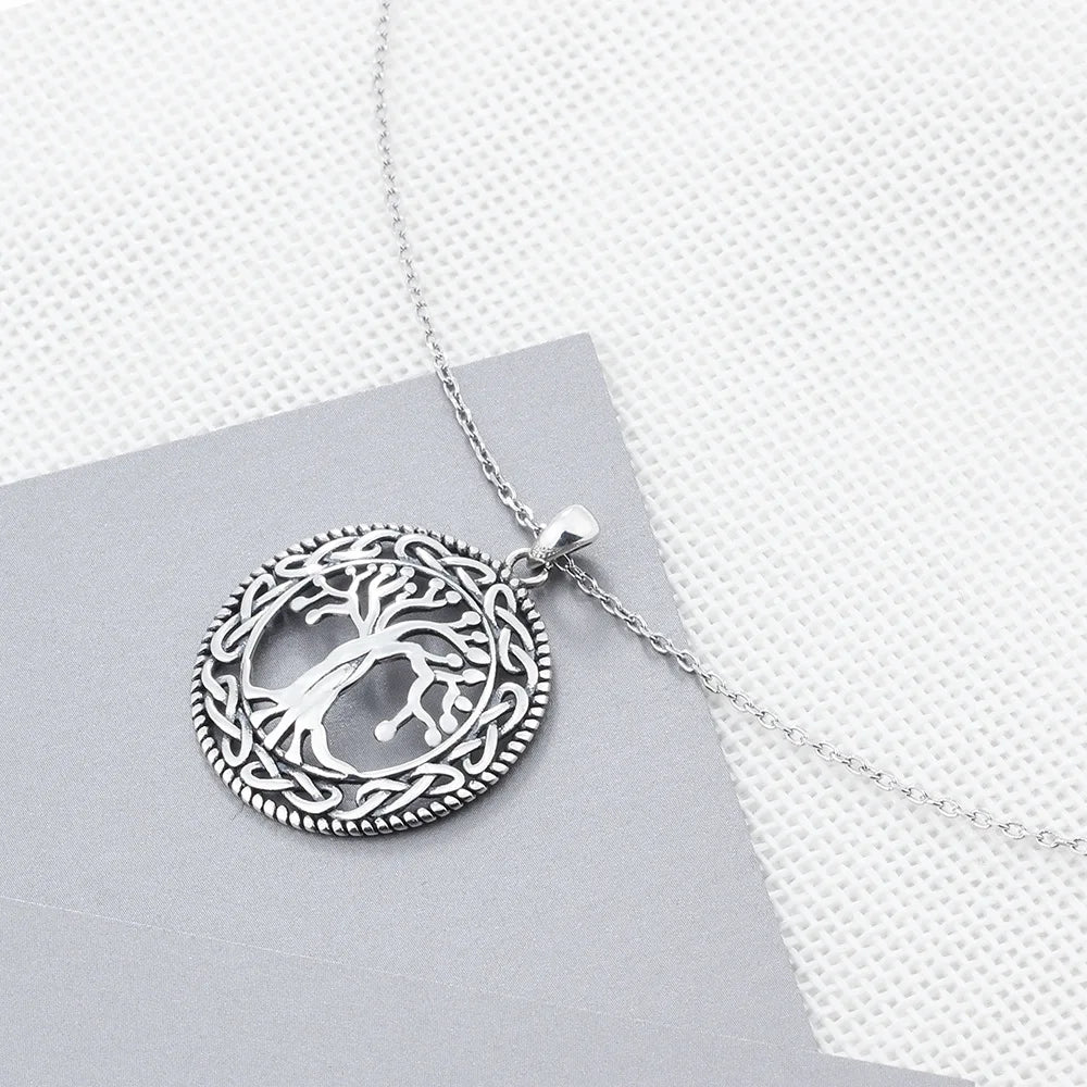 sterling silver jewelry - 925 Silver Pendant Necklaces SLZ0016N-tree life pendant detail view