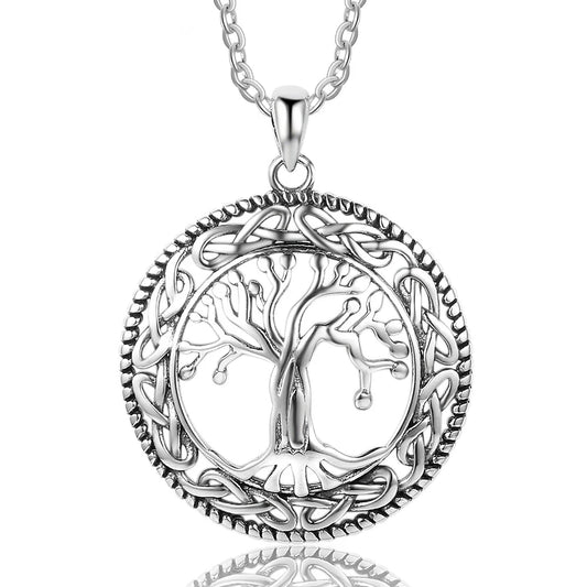 sterling silver jewelry - 925 Silver Pendant Necklaces SLZ0016N-tree life pendant front view