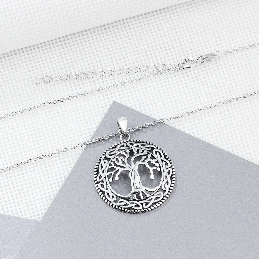 sterling silver jewelry - 925 Silver Pendant Necklaces SLZ0016N-tree life pendant open view