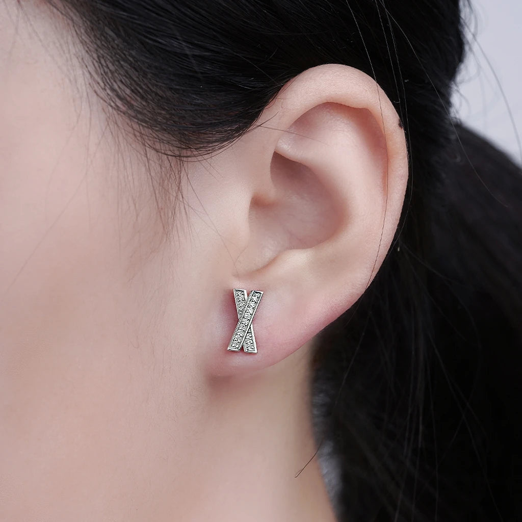 sterling silver jewelry - 925 Silver White Earrings SLM0013E-catalogue detail view