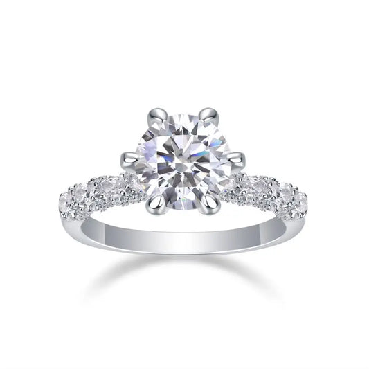 sterling silver jewelry - 925 Silver Ring SLM0123R-White-6 open view