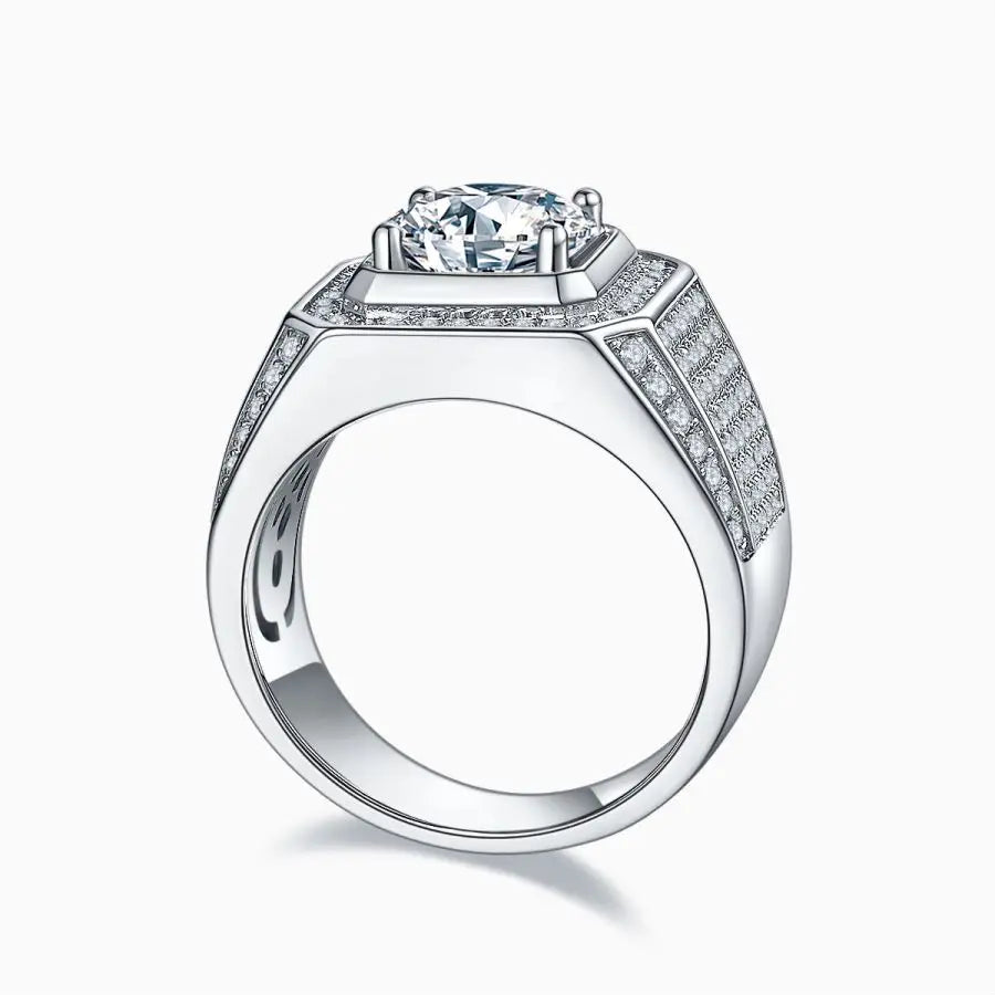 sterling silver jewelry - Silver Gold Ring SLM0090R-White-6 side view