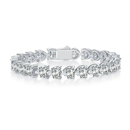 sterling silver jewelry - 925 Gold Silver Bracelet SLM0010B-White front view