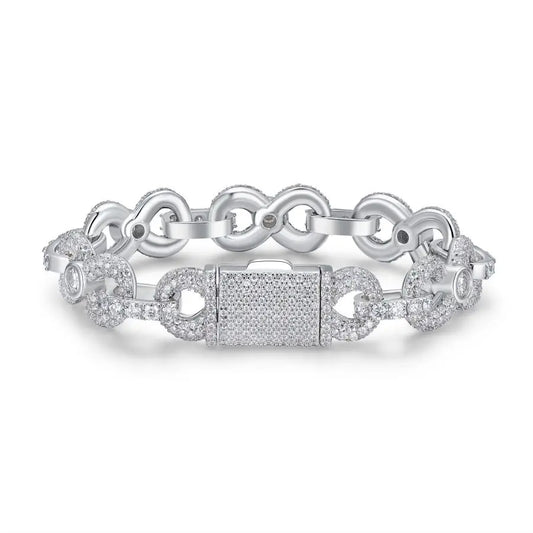 sterling silver jewelry - Silver Bracelet SLM0007B-White front view