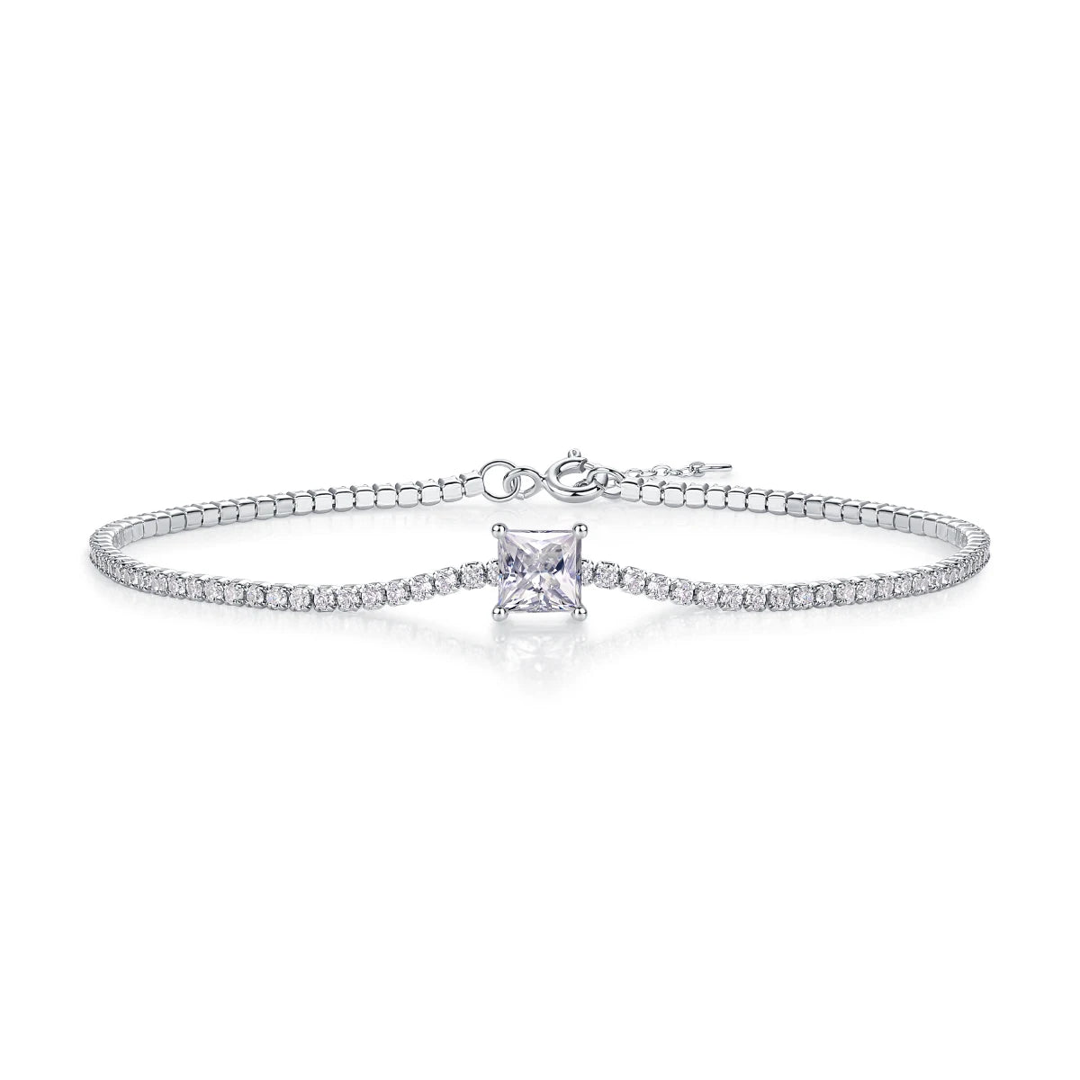 sterling silver jewelry - 925 Silver Bracelet SLM0038B-White-17cm/6.7in front view